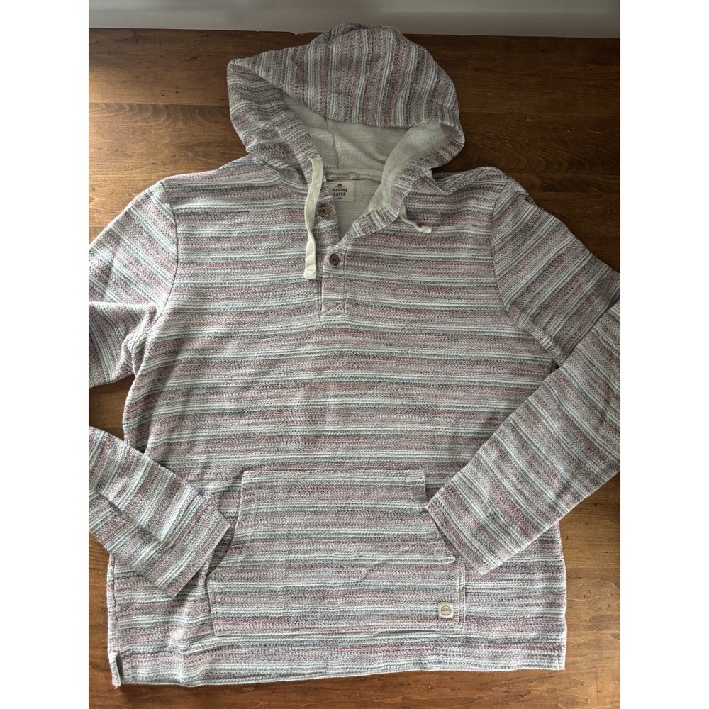 Marine Layer Men's Large Striped Baja Hoodie Pullover Beach Surf Coastal